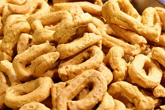 background of tarallini typical food of South Italy