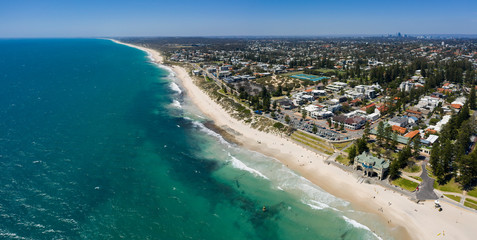 Freemantle Australia November 5th 2019: Aerial panoramic view of Cottesloe Beach in Perth, Western Australia