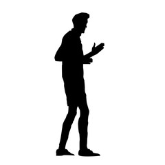 Silhouette of football player celebrating the goal isolated on white background