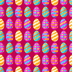 Seamless pattern with Easter eggs with an ornament. Flat illustration vector. A concept for prints on fabric.
