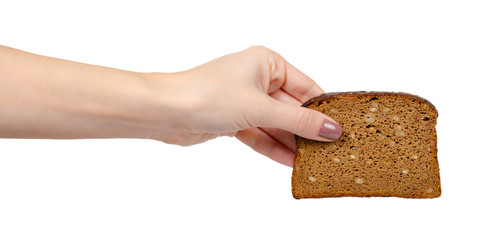 Brown bread with seeds, heathy food. Isolated on white.