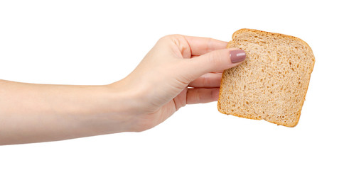 Whole wheat bread, healthy food. Isolated on white.