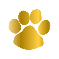 golden paw print isolated on white background