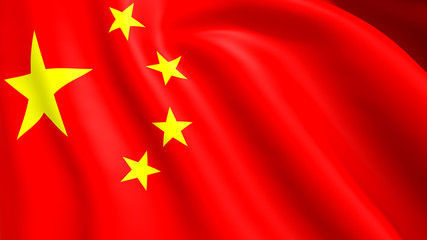 High Resolution Flag of China silk. Chinese Background Flag Hires.