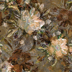 Illustration watercolor. Seamless pattern. Flowers