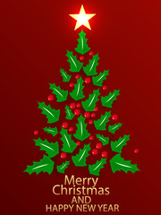 Naklejka na ściany i meble Christmas tree made of Christmas red berrie, vector art illustration.