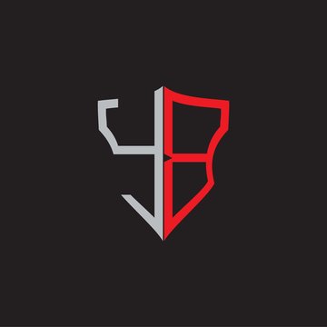 YB Abstract logo monogram with shield elements isolated on black background