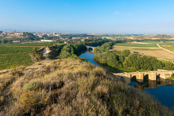 Naklejka premium Ebro river with Haro as background, La Rioja, Spain