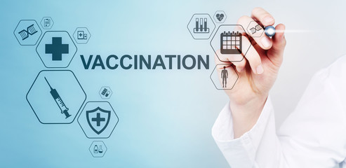 Vaccination Medical Healthcare concept of virtual screen.