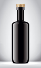 Colored Glass Bottle on Background. Cork version