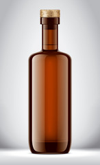 Colored Glass Bottle on Background. Cork version