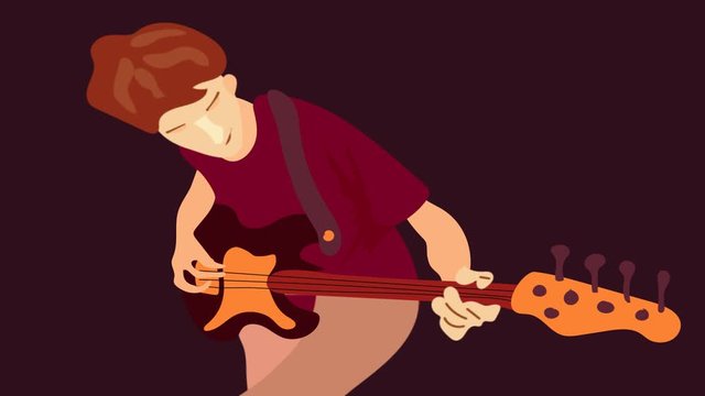 video animation GIF with musician guy playing bass guitar
