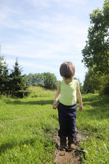 Children go to the forest for mushrooms