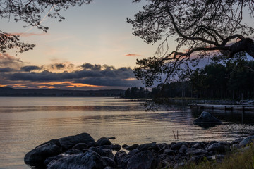 sunset over the lake