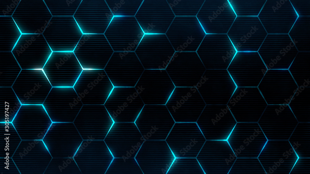 Poster futuristic surface concept with hexagons. trendy sci-fi technology background with hexagonal pattern