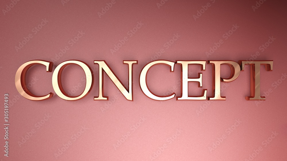 Fototapete concept write in satin copper letters on red background - 3d rendering illustration