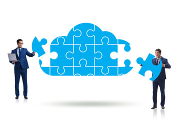 Concept of cloud computing with jigsaw puzzle