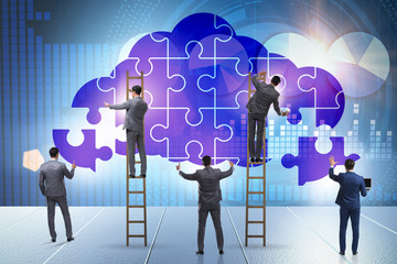 Concept of cloud computing with jigsaw puzzle