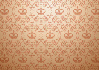 シームレス　ビンテージ壁紙（王冠）