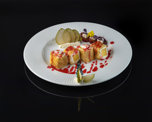 Sushi, rolls, are a traditional dish of the cuisine of the land of the rising sun.
