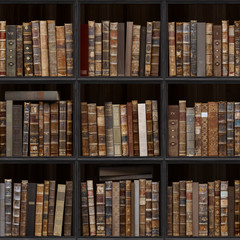07 of 30 Black wood bookshelf. Old books seamless texture (vertically and horizontally). Tiled Bookshelf Background. Also tiled with other textures from same set in my gallery. Pack2.