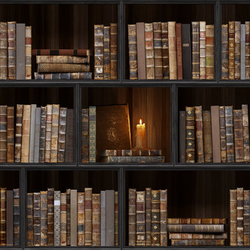 06 of 30 Black wood bookshelf. Old books seamless texture (vertically and horizontally). Tiled Bookshelf Background. Also tiled with other textures from same set in my gallery. Pack2.