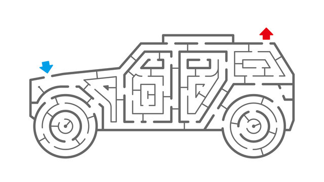 装甲車の迷路（塗り絵）