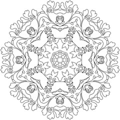 Coloring of ethnic round mandala flower pattern	