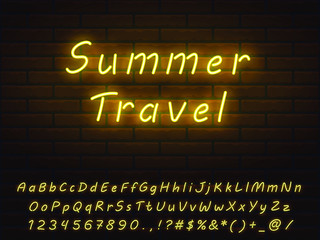 yellow neon font set