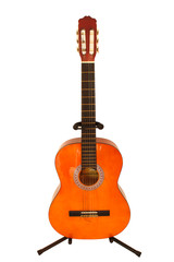 Obraz premium guitar standing on a stand, instrument on white background