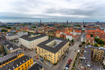 Fototapeta na wymiar Panoramic view from a plane over Copenhagen