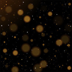 Gold bokeh, shiny glittering golden and silver stars
