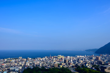 湯の街別府市街と別府湾の眺め（大分県）