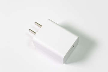 USB charger plug in white background