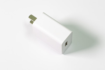USB charger plug in white background