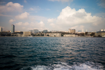 Naklejka premium Dolmabahce Palace view from boat