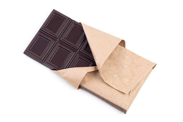 Dark chocolate bar isolated on white
