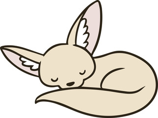 フェネックのイラスト_眠り顔