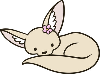 雌のフェネックのイラスト