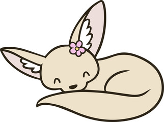 雌のフェネックのイラスト_ご機嫌