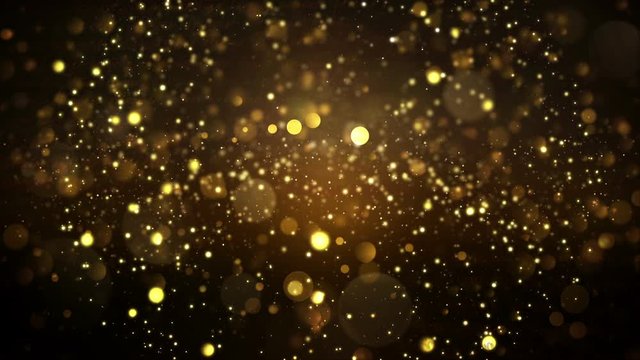 Gold Particles Explosion Abstract Background. 