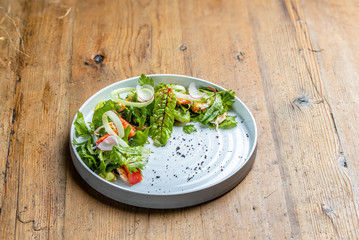 roast beef salad with baked vegetables and feta cheese
