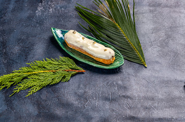 custard eclair with natural mousse