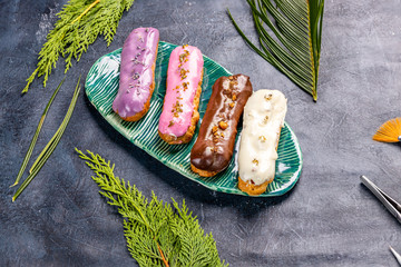 custard eclair with natural mousse