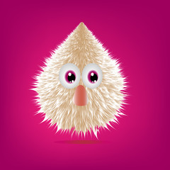 Fluffy fur toy on a purple background. Vector graphics