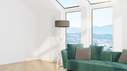 Obraz na płótnie Canvas Modern design living room interior with beautiful view . 3D rendering