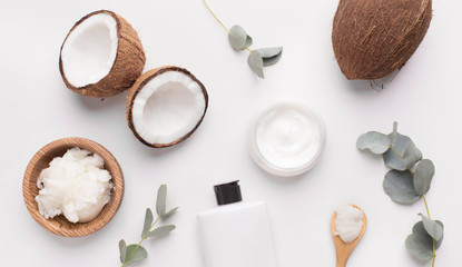 Coconut butter of natural components on white