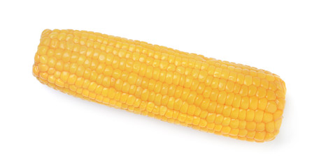 Ripe corn cob isolated on white background