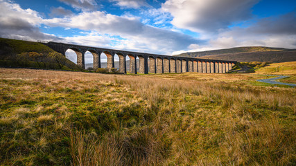 Railway Viaduct at Ribblehead, which carries the Settle to Carlisle Railway across Batty Moss...