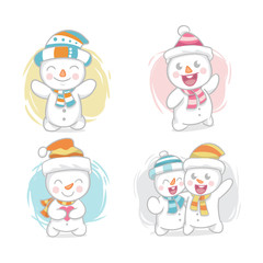 The Cute Snowman Illustration Set